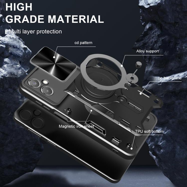 For Samsung Galaxy A06 5G CD Texture Sliding Camshield Magnetic Holder Phone Case