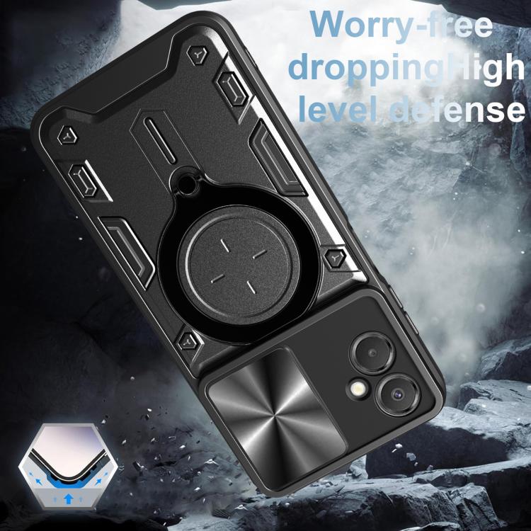 For Samsung Galaxy A06 5G CD Texture Sliding Camshield Magnetic Holder Phone Case