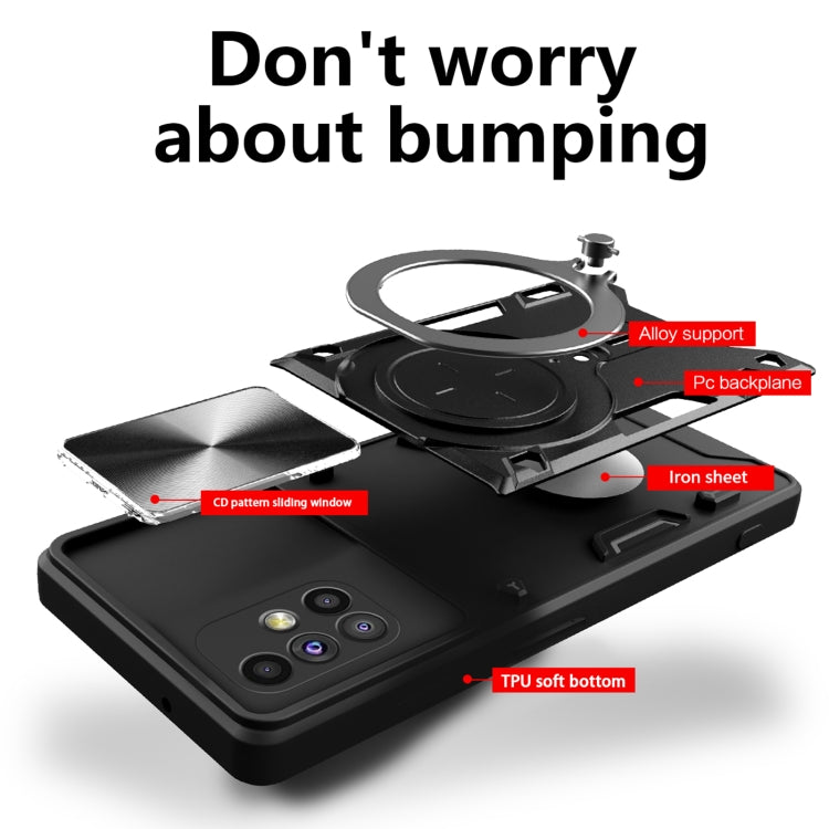 For Samsung Galaxy M51 CD Texture Sliding Camshield Magnetic Holder Phone Case