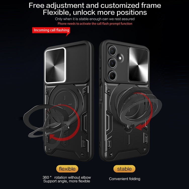 For Samsung Galaxy M35 CD Texture Sliding Camshield Magnetic Holder Phone Case