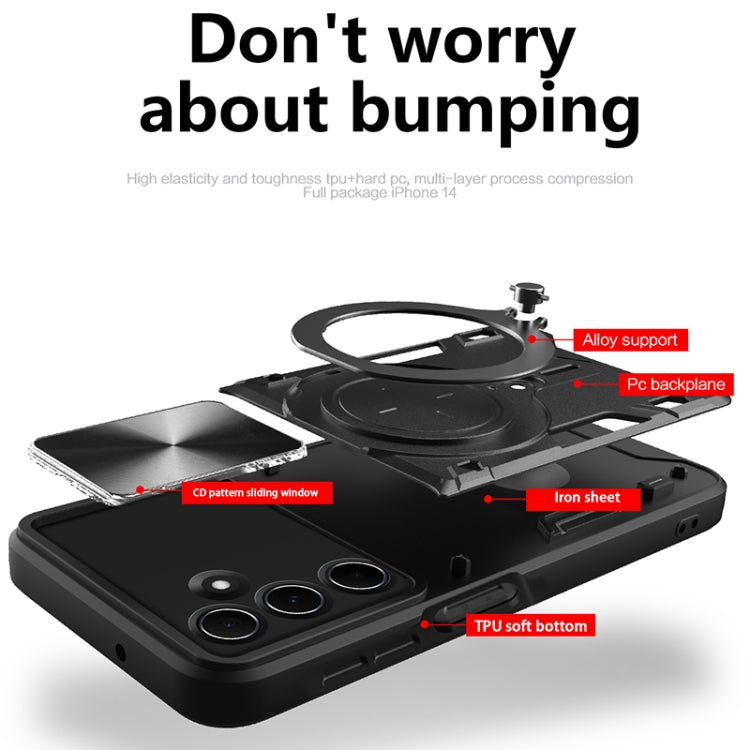 For Samsung Galaxy M35 CD Texture Sliding Camshield Magnetic Holder Phone Case