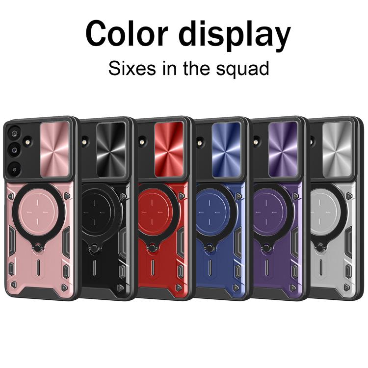 For Samsung Galaxy M16 5G CD Texture Sliding Camshield Magnetic Holder Phone Case