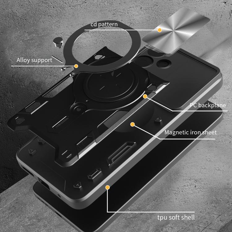 For Samsung Galaxy M16 5G CD Texture Sliding Camshield Magnetic Holder Phone Case
