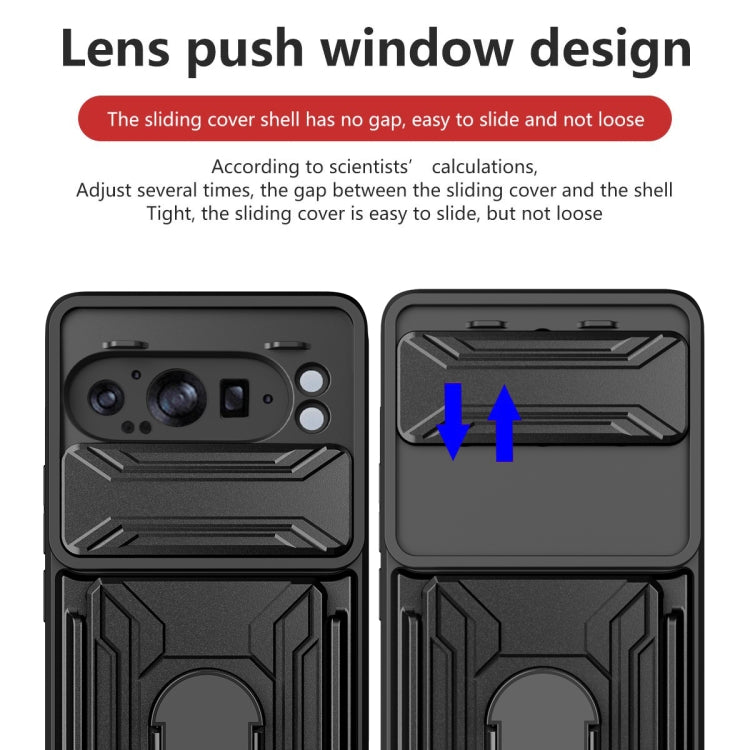 For Google Pixel 9 Pro XL Sliding Camshield TPU+PC Phone Case with Card Slot