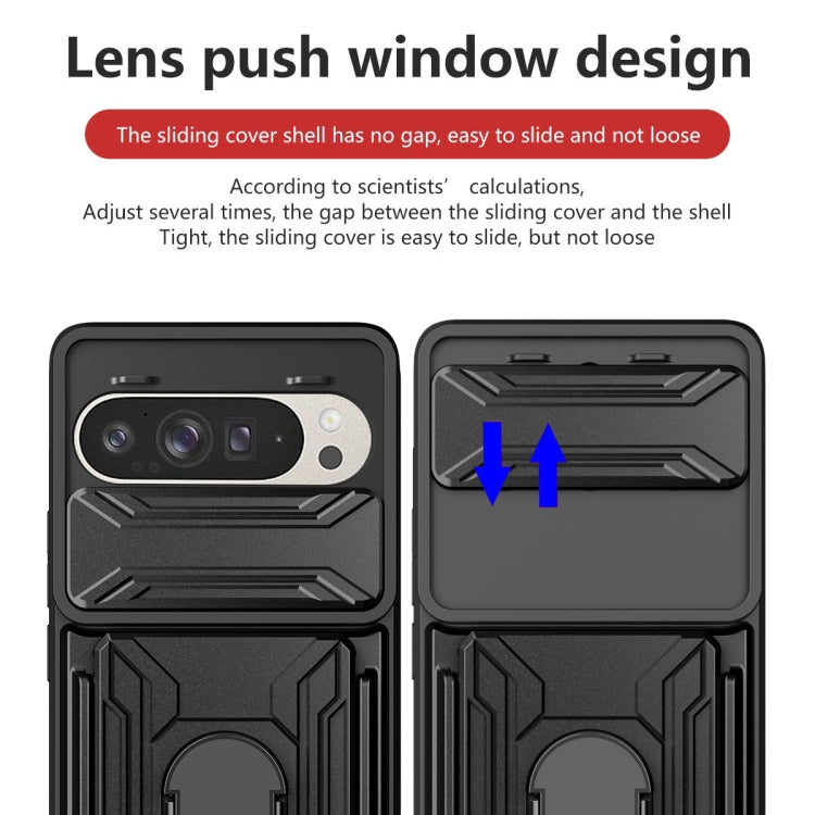 For Google Pixel 9 / 9 Pro Sliding Camshield TPU+PC Phone Case with Card Slot