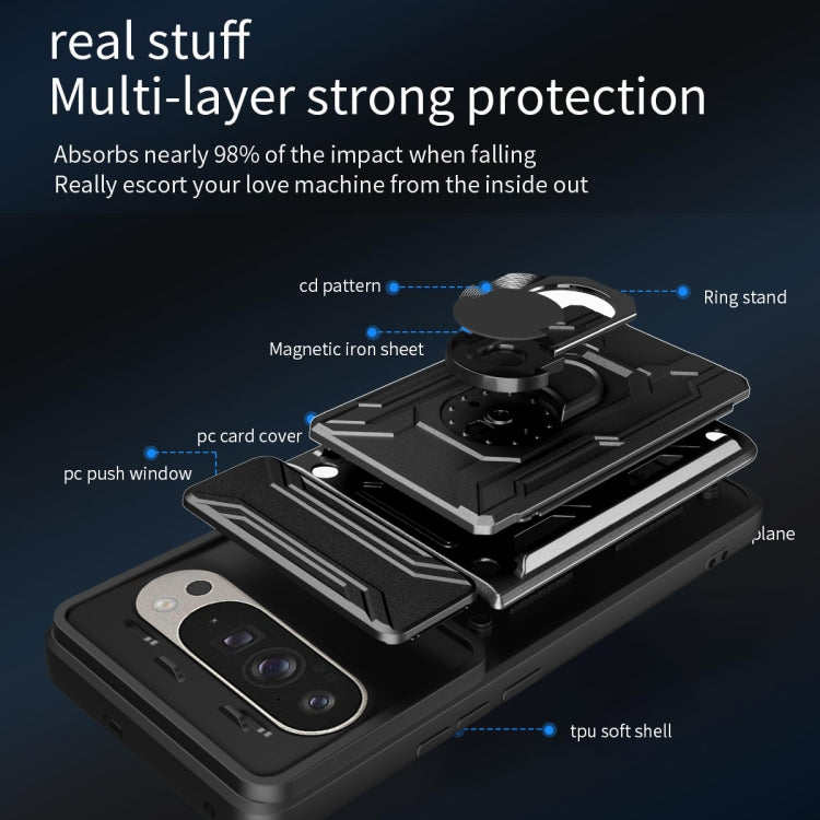 For Google Pixel 9 / 9 Pro Sliding Camshield TPU+PC Phone Case with Card Slot
