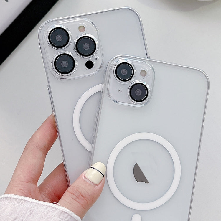 For iPhone 15 Pro Max Clear PC MagSafe Phone Case with Lens Film - Transparent