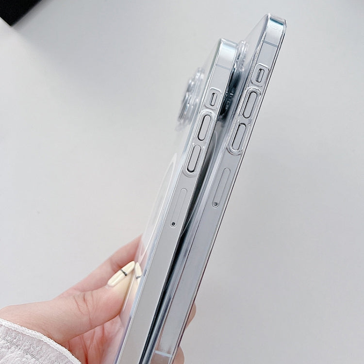 For iPhone 15 Pro Max Clear PC MagSafe Phone Case with Lens Film - Transparent