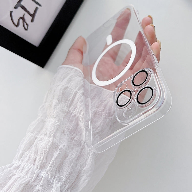 For iPhone 13 Pro Max Clear PC MagSafe Phone Case with Lens Film - Transparent