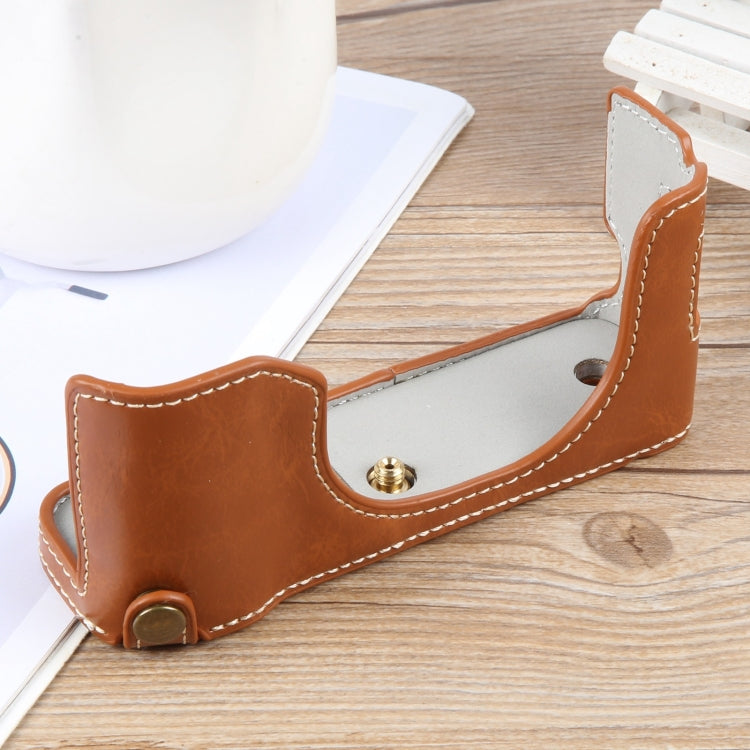 For FUJIFILM X100VI Glossy PU Leather Camera Half Case Base