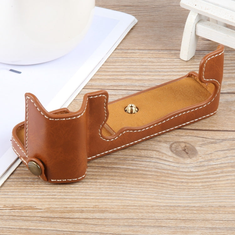 For FUJIFILM X-T5 Glossy PU Leather Camera Half Case Base