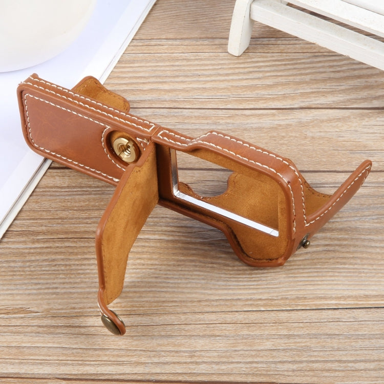 For FUJIFILM X-T5 Glossy PU Leather Camera Half Case Base