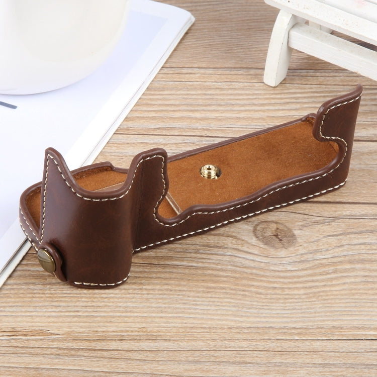 For FUJIFILM X-T5 Glossy PU Leather Camera Half Case Base