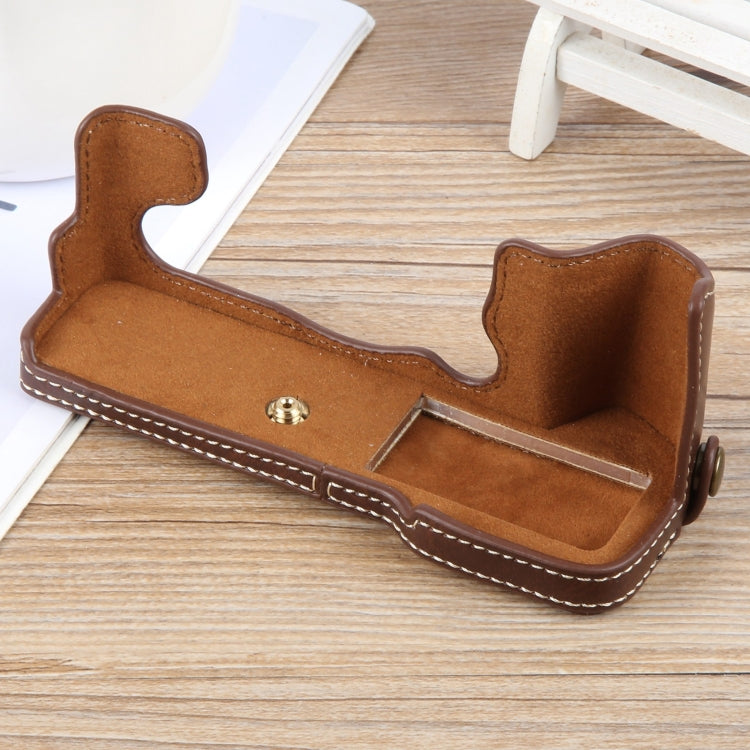 For FUJIFILM X-T5 Glossy PU Leather Camera Half Case Base