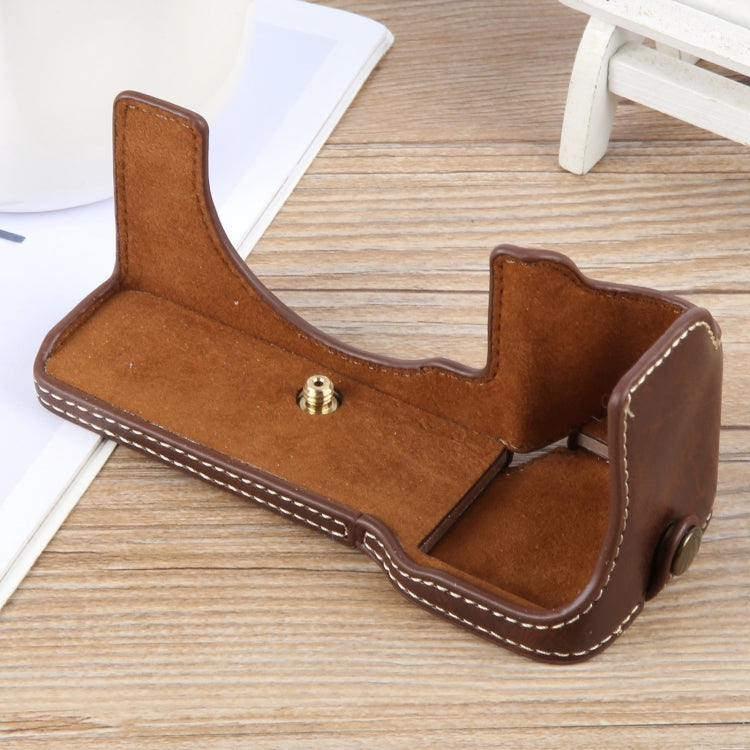For Sony ILCE-7CM2 / Alpha 7C II Glossy PU Leather Camera Half Case Base