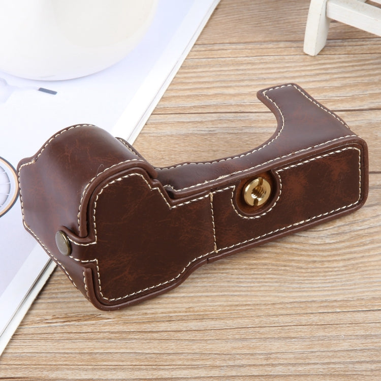 For Sony ILCE-7CM2 / Alpha 7C II Glossy PU Leather Camera Half Case Base
