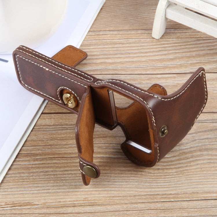 For Sony ILCE-7CM2 / Alpha 7C II Glossy PU Leather Camera Half Case Base
