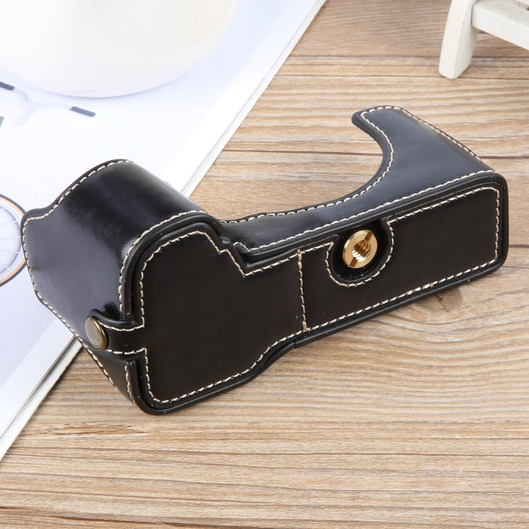 For Sony ILCE-7CM2 / Alpha 7C II Glossy PU Leather Camera Half Case Base