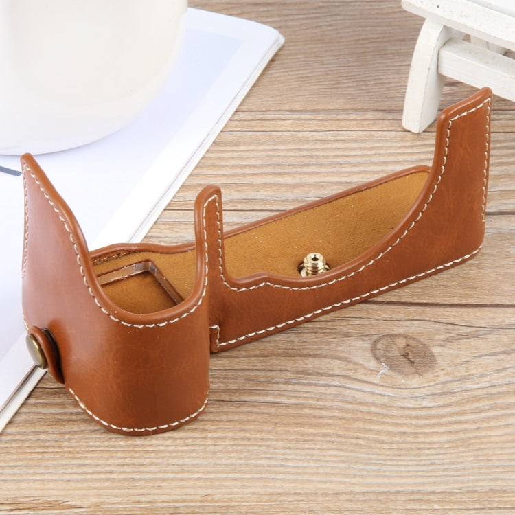 For Sony ILCE-7CM2 / Alpha 7C II Glossy PU Leather Camera Half Case Base