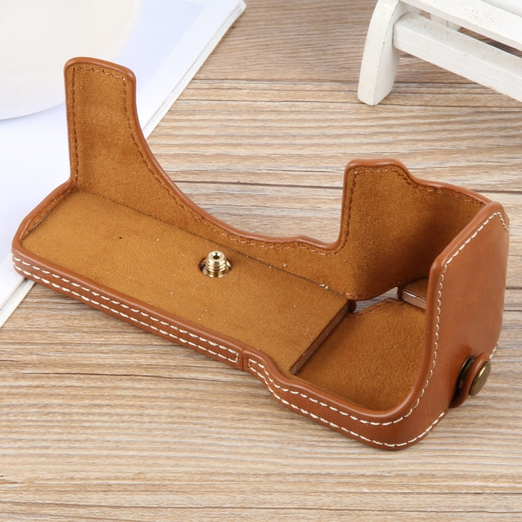 For Sony ILCE-7CM2 / Alpha 7C II Glossy PU Leather Camera Half Case Base
