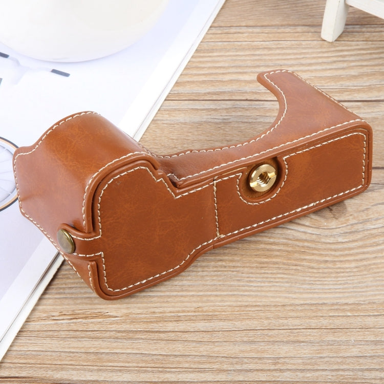 For Sony ILCE-7CM2 / Alpha 7C II Glossy PU Leather Camera Half Case Base