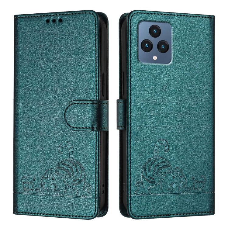 For T-Mobile REVVL 6 / 6x 5G Cat Rat Embossed RFID Leather Phone Case with Lanyard