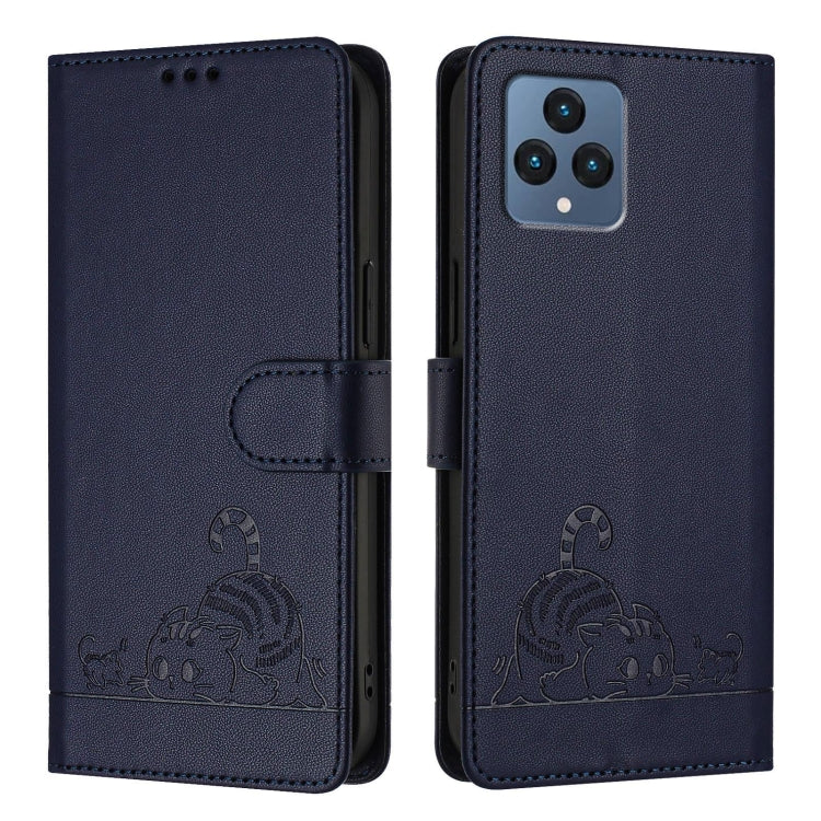 For T-Mobile REVVL 6 / 6x 5G Cat Rat Embossed RFID Leather Phone Case with Lanyard