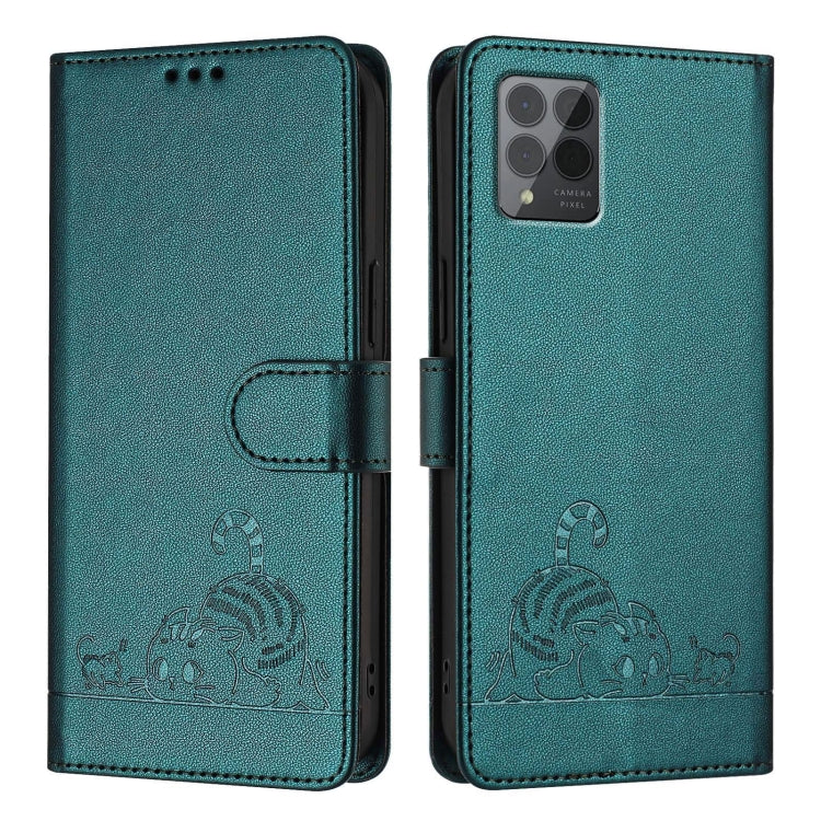 For T-Mobile REVVL 6 Pro / 6x Pro Cat Rat Embossed RFID Leather Phone Case with Lanyard