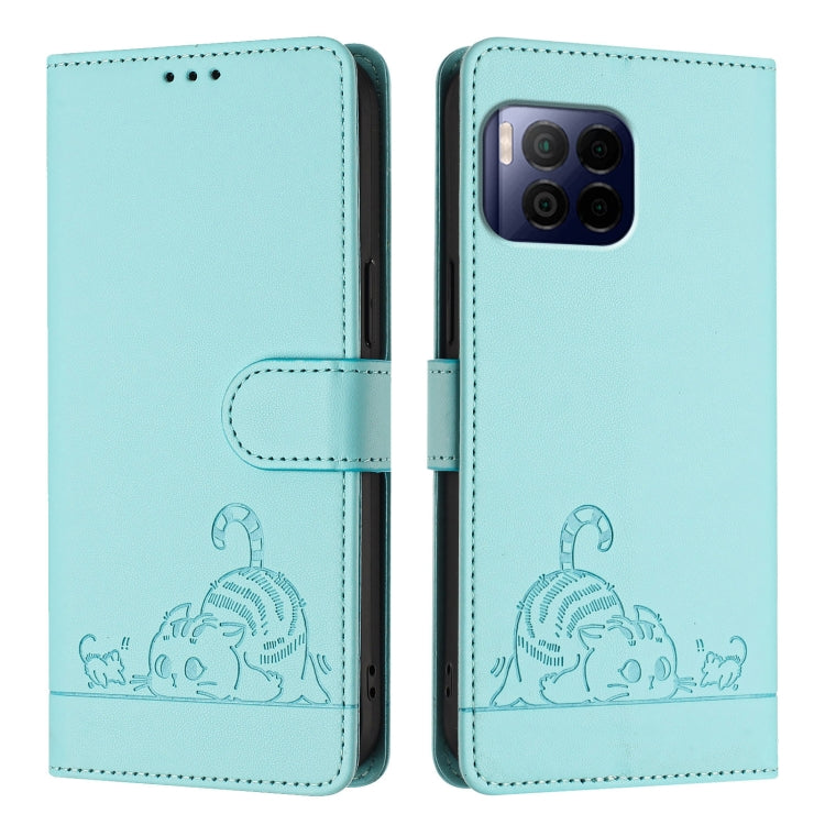 For T-Mobile REVVL 7 Pro 5G Cat Rat Embossed RFID Leather Phone Case with Lanyard