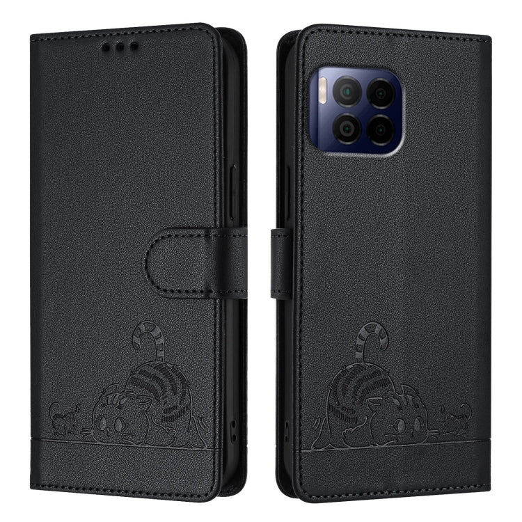 For T-Mobile REVVL 7 Pro 5G Cat Rat Embossed RFID Leather Phone Case with Lanyard