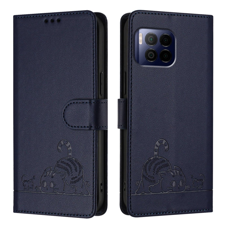 For T-Mobile REVVL 7 Pro 5G Cat Rat Embossed RFID Leather Phone Case with Lanyard