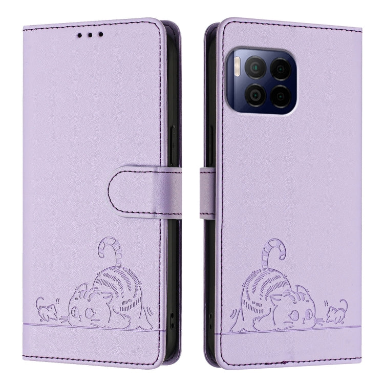 For T-Mobile REVVL 7 Pro 5G Cat Rat Embossed RFID Leather Phone Case with Lanyard
