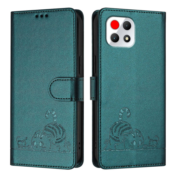 For T-Mobile REVVL 7 5G Cat Rat Embossed RFID Leather Phone Case with Lanyard