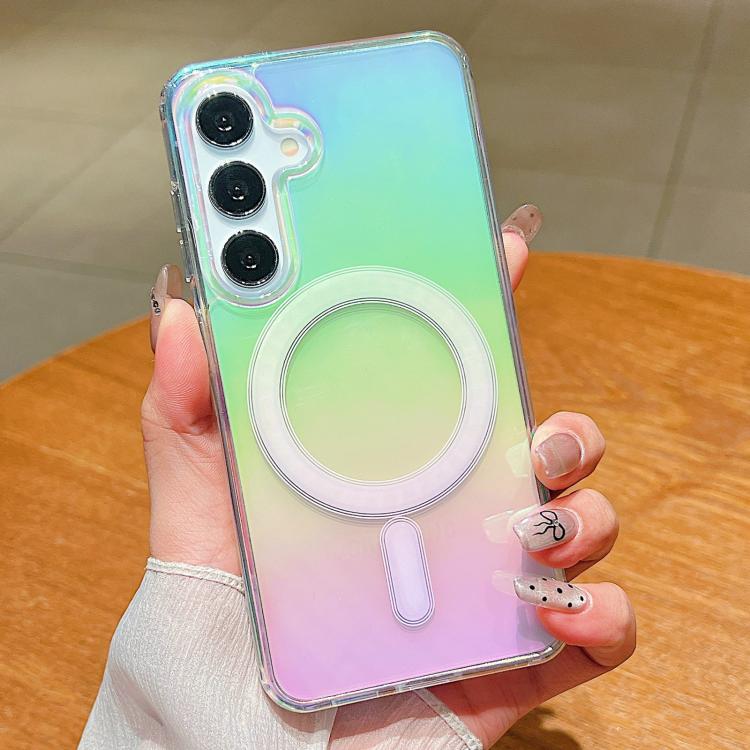 For Samsung Galaxy S25 5G Gradient Color MagSafe Airbag Full Coverage Phone Case - Rainbow