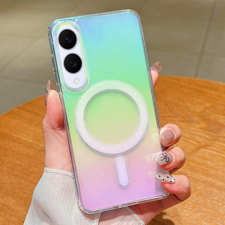 For Samsung Galaxy S25 Edge 5G Gradient Color MagSafe Airbag Full Coverage Phone Case - Rainbow