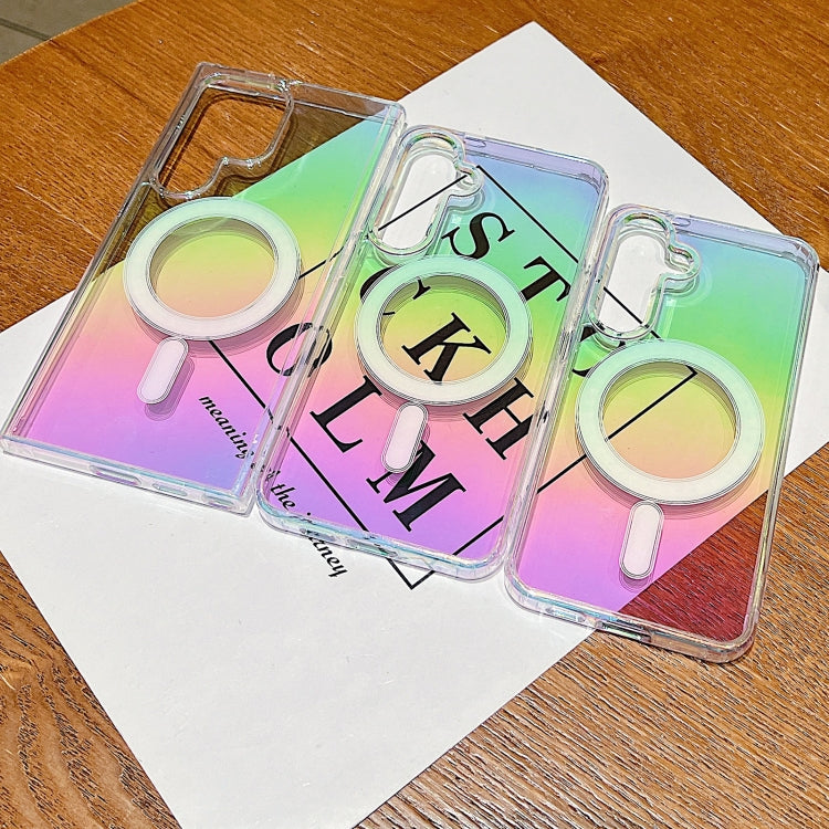 For Samsung Galaxy S21 FE 5G Gradient Color MagSafe Airbag Full Coverage Phone Case - Rainbow