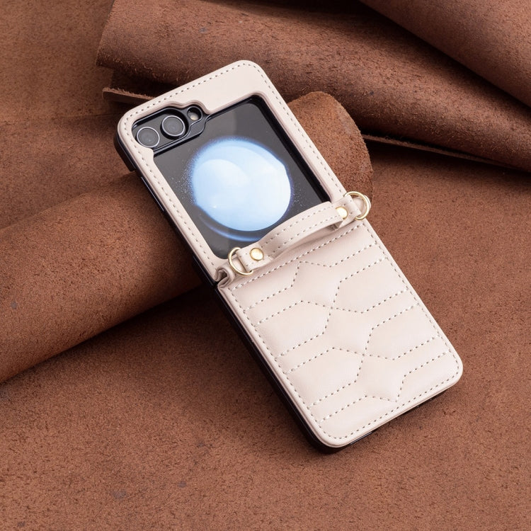 For Samsung Galaxy Z Flip7 FE / Flip6 V-shaped Crossbody Lanyard Leather Phone Case