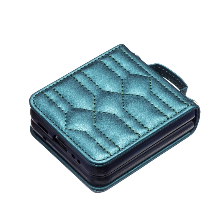 For Samsung Galaxy Z Flip4 V-shaped Crossbody Lanyard Leather Phone Case