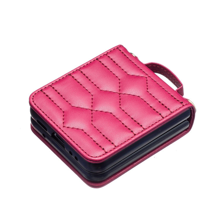 For Samsung Galaxy Z Flip4 V-shaped Crossbody Lanyard Leather Phone Case