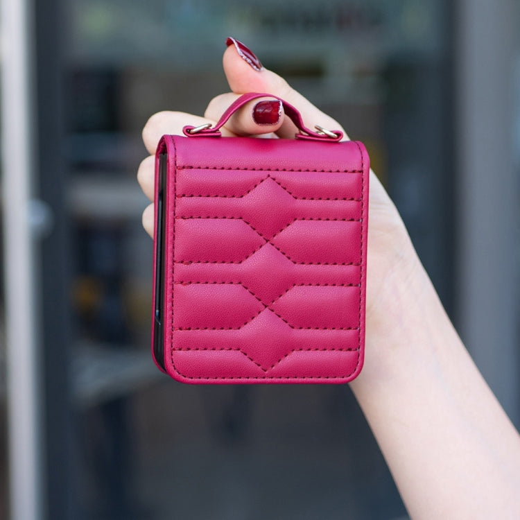 For Samsung Galaxy Z Flip4 V-shaped Crossbody Lanyard Leather Phone Case