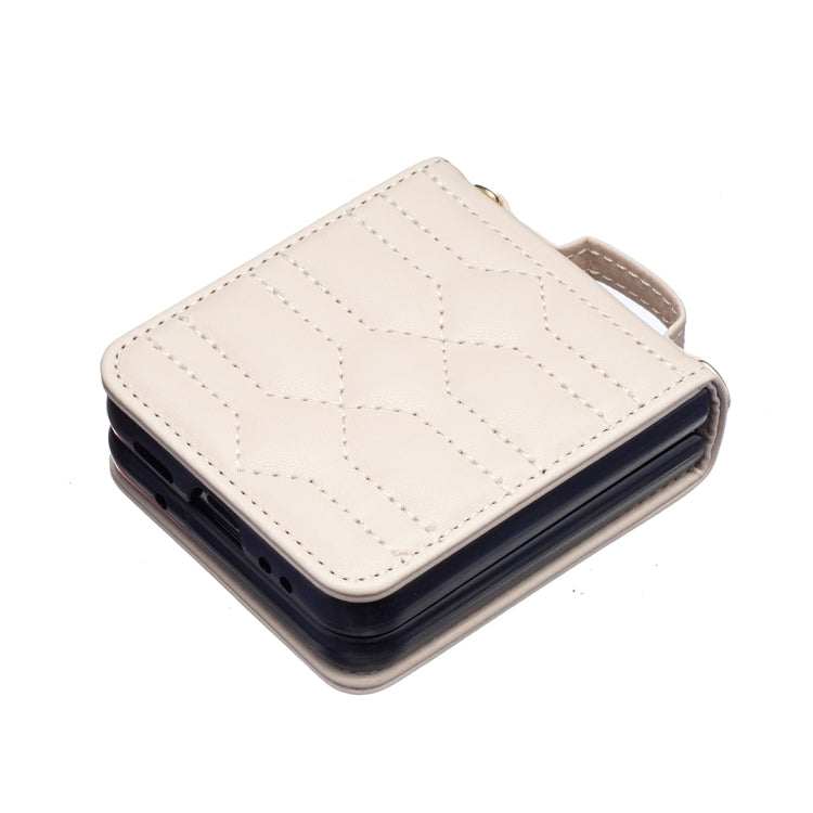 For Samsung Galaxy Z Flip4 V-shaped Crossbody Lanyard Leather Phone Case