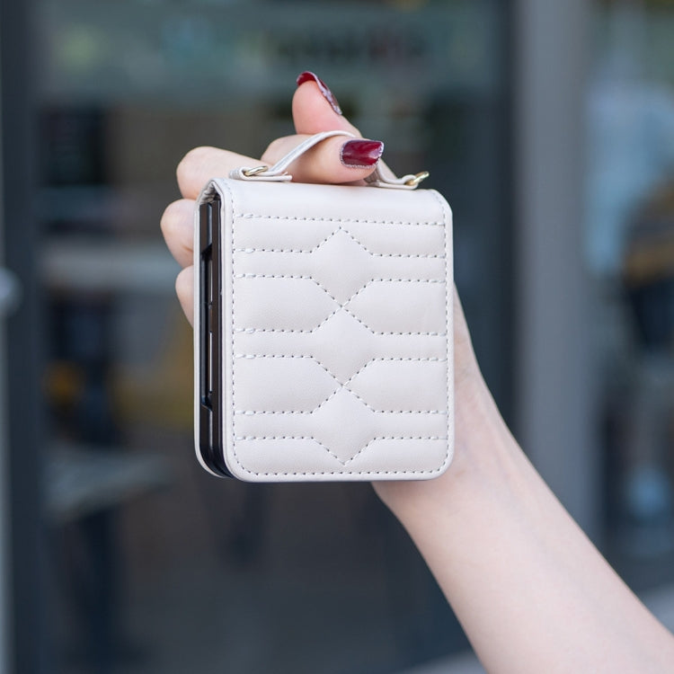 For Samsung Galaxy Z Flip4 V-shaped Crossbody Lanyard Leather Phone Case