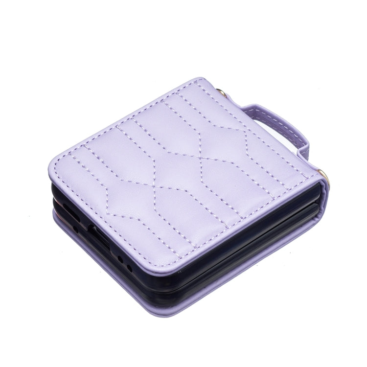For Samsung Galaxy Z Flip4 V-shaped Crossbody Lanyard Leather Phone Case