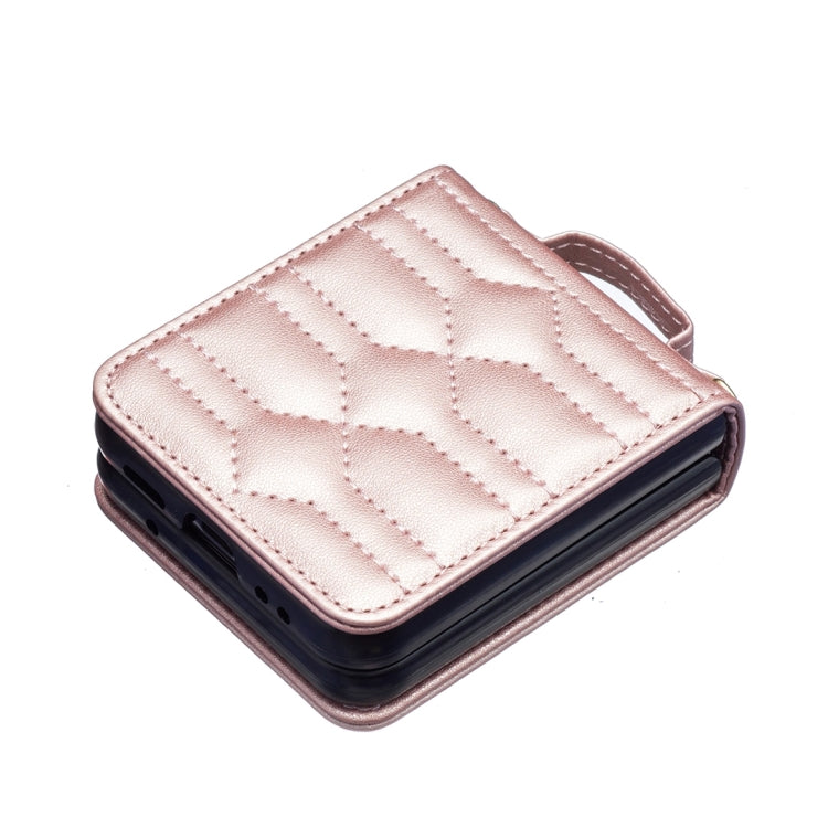 For Samsung Galaxy Z Flip4 V-shaped Crossbody Lanyard Leather Phone Case