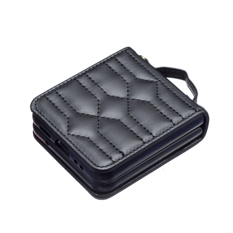 For Samsung Galaxy Z Flip3 V-shaped Crossbody Lanyard Leather Phone Case
