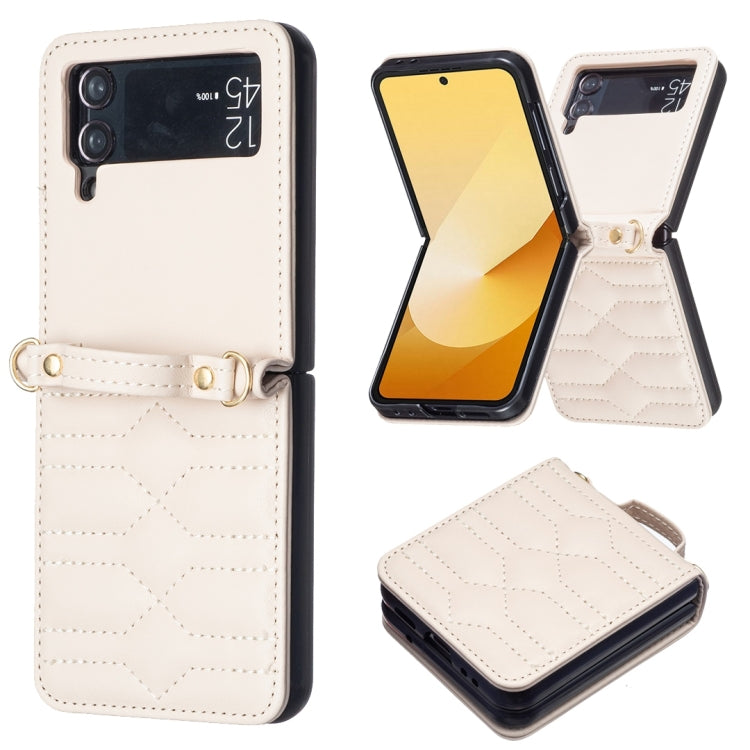 For Samsung Galaxy Z Flip3 V-shaped Crossbody Lanyard Leather Phone Case