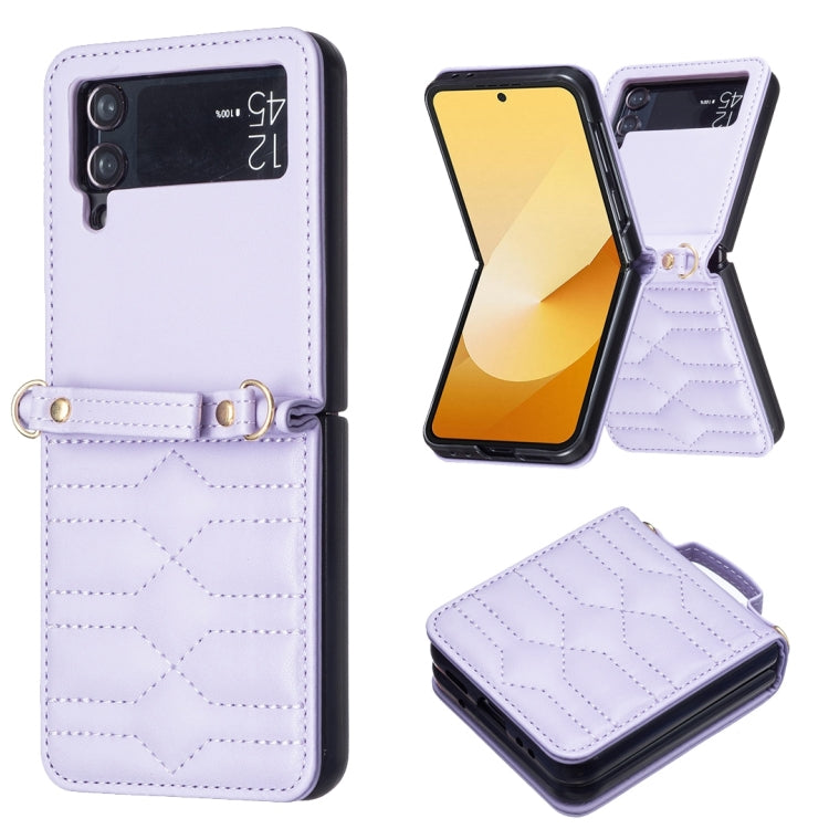For Samsung Galaxy Z Flip3 V-shaped Crossbody Lanyard Leather Phone Case