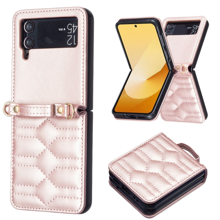 For Samsung Galaxy Z Flip3 V-shaped Crossbody Lanyard Leather Phone Case