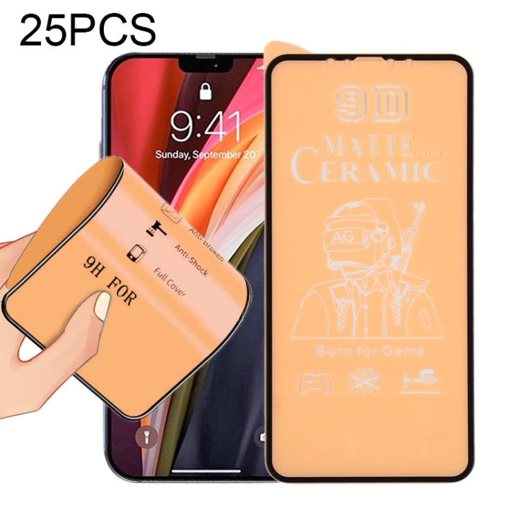 For iPhone 12 Pro Max 25pcs 9D Full Screen Full Glue Frosted Ceramic Film