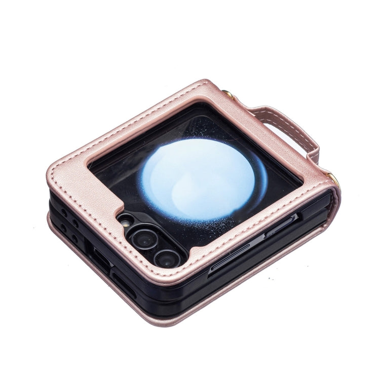 For Samsung Galaxy Z Flip5 Wave-shaped Crossbody Lanyard Leather Phone Case